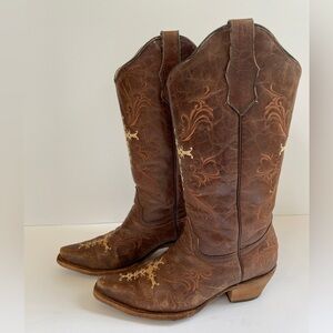 Circle G by Corral Chocolate/Cognac Cross Cowboy Western Boots L5039 Women 8 M